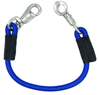 JA Horse Transport Elastik Anbinder Anbindestrick elastisch Gummianbinder Anbindekette mit Panikhaken und Bull snap für Reitsport Pferdeanhänger, Box und Stall (1, Royal Blau, 60 cm)