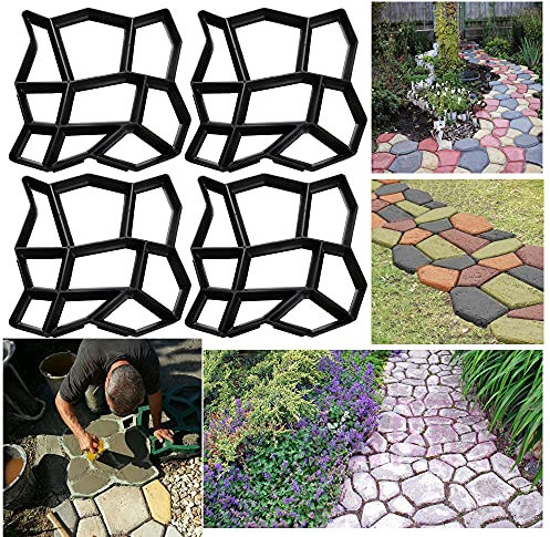 Ansobea 4 Stück Pflasterform Gehweg Form Pflasterstein DIY Pflasterform Schalungsform wiederverwendbar Pflasterform Schablone für Beton Gehweg Pflastersteine Terrassenplatten