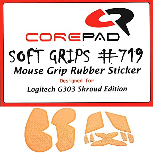 Corepad Soft Grips Self-Adhesive Pre-Cut Non-Slip Stickers for PC Gaming Mice (Orange, Logitech G303 Shroud Edition)