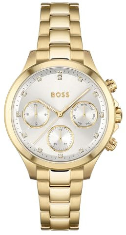 BOSS Multi Zifferblatt Quarz Uhr für Damen Kollektion Hera mit Goldfarben Edelstahlarmband - 1502628