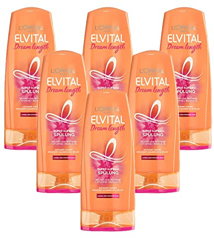 6 x L'Oreal Paris Elvital Spülung Dream Length für brüchiges Haar je 250ml