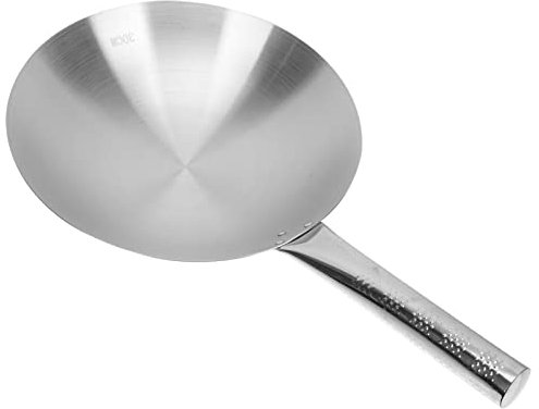 Cabilock Edelstahl Wok Chinesischer Wok Bratpfanne Stielpfanne mit Griff Bratpfanne Antihaft Induktion Wokpfanne Allzweckpfanne für Zuhause Gasherd Herd Küchenhilfe Restaurant Antihaft Topf Werkzeug
