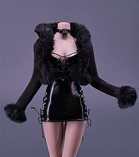 HiPlay 1/6 Scale Figure Doll Clothes, Hot Girl Suit, Tight-Fitting Dress+Fur Coat Outfit Costume for 12 inch Female Action Figure Phicen/TBLeague CM221(A)