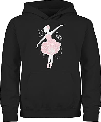 Shirtracer Kinder Hoodie Jungen Mädchen - Sport Kleidung - Ballerina - weiß/rosa - 152 (12/13 Jahre) - Schwarz - 25. Geburtstag Ballett Pulli Pullover