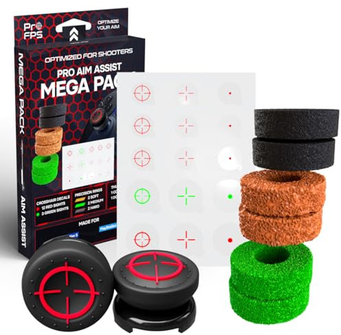 ProFPS PS5 Zubehör / PS4 Zubehör - 6X Precision Rings & 2X Mixed PS5 Sticks & 15er-Set Crosshair Decals - PS5 Controller Zubehör für Aim Assist & Aimbot - Für PS5 Accessories & Playstation Zubehör