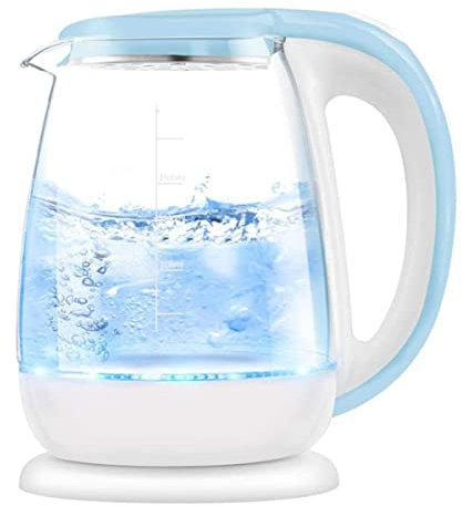 FairUo Kettles, Kettles, Made of Glass and Stainless Steel 1.8 L, Cordless Water Kettle with Led Illuminated, Fast Boil Tea Water Kettle, Auto Shut-Off & Boil-Dry Protection/Blue/17 * 17 * 25Cm