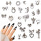3D Nail Charms, 24 Pcs Shiny Nail Rhinestones Gems Heart Bow Dangle Nail Art Charms Silver Metal Nail Jewelry Luxury Nail Art Decoration for Nail Design DIY Crafts (Silver)