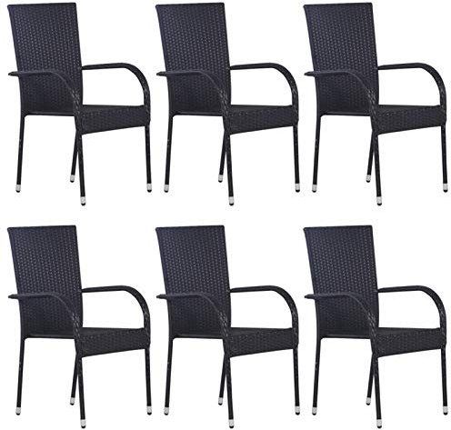 Camerina Stapelbare Gartenstühle 6 STK. Poly Rattan Schwarz GartenstüHle Stapelbar Gartenstuhl Stapelbar GartenstüHle Hochlehner Garten MöBel DraußEn