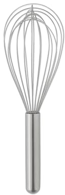 RSVP International Endurance Large Balloon Whisk, All-Purpose Kitchen Tool, Wide Design for Mixing Batters, Sauces Over Heat, Whipping Egg Whites & Custards, 18/8 Stainless Steel, 11x3.5-Inch