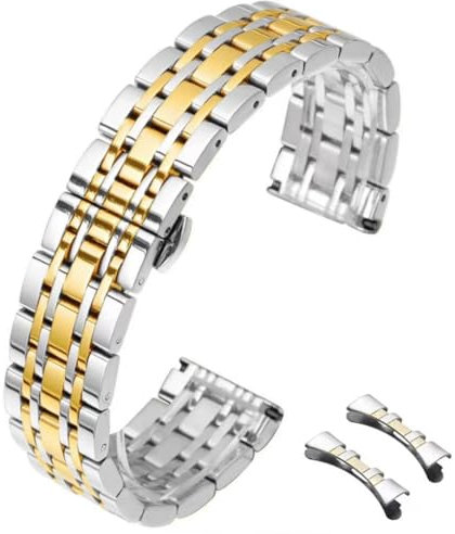 HEYOZURY Edelstahl Uhrenarmbänder Metall uhrarmband mit Geraden und Gebogenen Ende 12mm 14mm 16mm 18mm 19mm 20mm 21mm 22mm Metal Ersatzband Armbänder Edelstahlarmband für Uhr für Herren/Damen