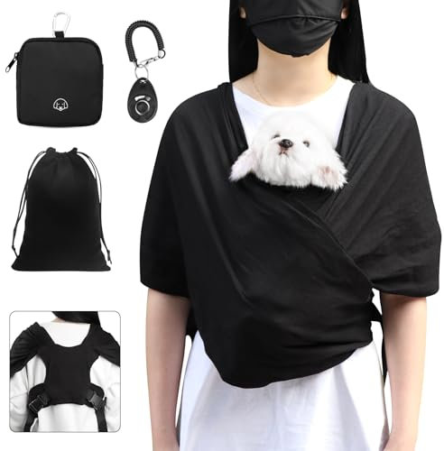 Einstellbare Größe Hundetragetasche,Freisprech Hundetasche,Vordere Hundetasche für Kleine Hunde,Katzentasche,Doppeltes Schultergurt Design,Freie Hände,Mit Hundetrainingstasche,Trainingsklicker