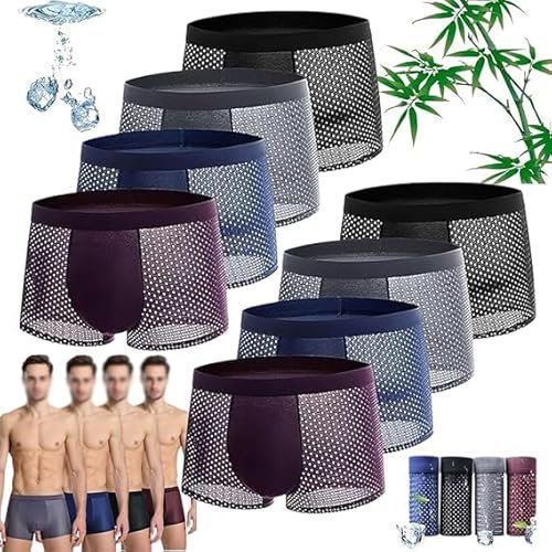 Hotgreenpepper Boxer in Fibra di bambù, Boxer in Fibra di bambù, per Un Comfort Tutto Il Giorno, Boxer in Seta di Ghiaccio, 8 Pezzi, XL