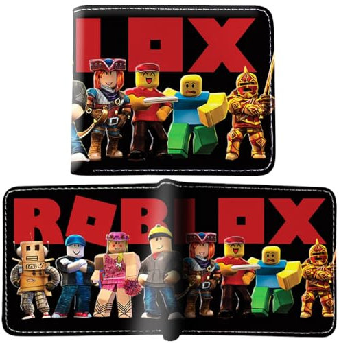 LGQHCE Robllox Wallet, Robllox Kids Leather Wallet Bifold PU Leather Wallet Cartoon Bifold Short Wallet Card Cases Portable Compartments Purse for Children's Gifts, Birthday Gifts