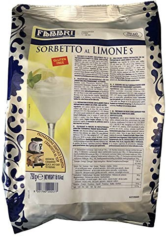 FABBRI 1905 SORBETTO AL LIMONE S PREPARATO IN POLVERE 750G 60 PORZIONI SENZA GLUTINE