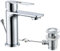 Basin Taps with Pop Up Waste, Modern Basin Mixer Tap Bathroom Sink Taps Mono Single Lever Bathroom Tap with Drain and Hot and Cold Supply Hoses