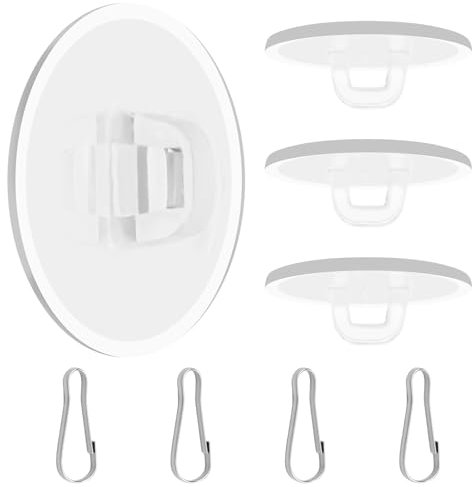 40 Stück 2cm Transparent Deckenhaken Selbstklebend Klebehaken Decke Klebehaken mit 40 Stück Fahnenmast-Clips,Decke für Schlafzimmer Badezimmer Hängende Festival Hochzeits Weihnachtsdekorationen
