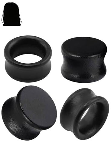 KGDUYC 2 Paar Holz Flesh Tunnel Plugs Set Ohr Piercing Schmuck Ohrenerweiterung Schwarz 14MM