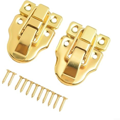 Antikes Design Schmuck Truhe Schrank Koffer Hardware Set mit 2 Knebelschnallen (Gold)
