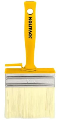 WOLFPACK LINEA PROFESIONAL Brocha Profesional Techos 100x30 mm. Cerda Blanca. Mango Ergonomico, Con Gancho. Brocha Pintura, Brocha Pintor Profesional