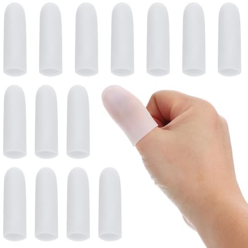 PATIKIL 2 Doigts En Gel De Silicone, 14 Pcs Manchon Protecteur Pour Le Bout Des Doigts Caps Pour Le Pouce, Blanc