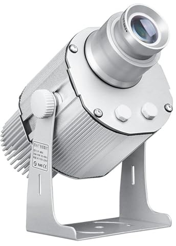 LED Projector Table Projector Rotor Zoom Manual Remote Control Custom GOBO Company Shop Logo Advertising Signs (Silver, 110W)