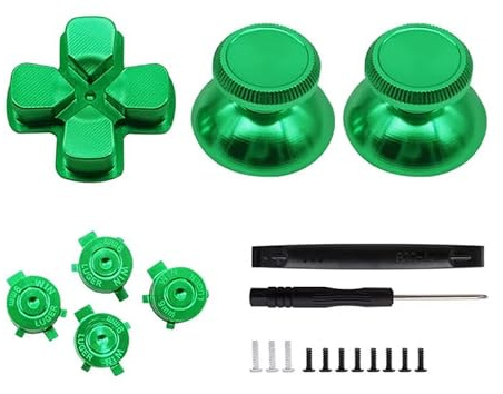 Boutons en métal pour manette PS5 Thump Grips D-Pad Touches d'action Croix directionnelle (vert)