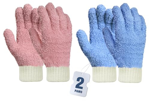 Migliore Wear 2 Pairs Microfiber Dusting Gloves, Household Cleaning Gloves Plant, No Scratching Dust Gloves, Duster Cleaner Tool for Blind, Leaf, Lamp Polishing