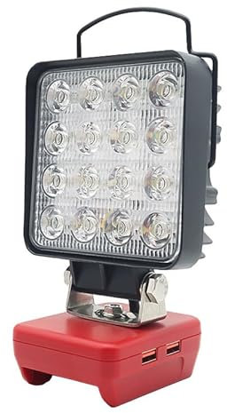 Gerbala Luce da Lavoro a LED per Milwaukee M18, 18/20V 48W 4800LM, Faro LED Ricaricabile, Faro a Batteria con Tipo C/USB, Protezione da Bassa Tensione, per Riparazione Auto, Cantieri (Senza Batteria)