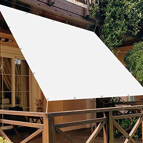 Voile d'ombrage résistant à l'eau - 1,4 x 3,4 m - Anti-ultraviolet - Auvent de terrasse pour jardin, cour, pergola - Toile blanche avec 4 cordes