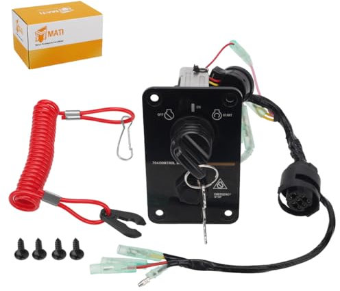 Mabutingti Panneau d’allumage principal avec clé pour hors-bord Yamaha 2T/4T avec faisceau 10 broches commande mécanique
