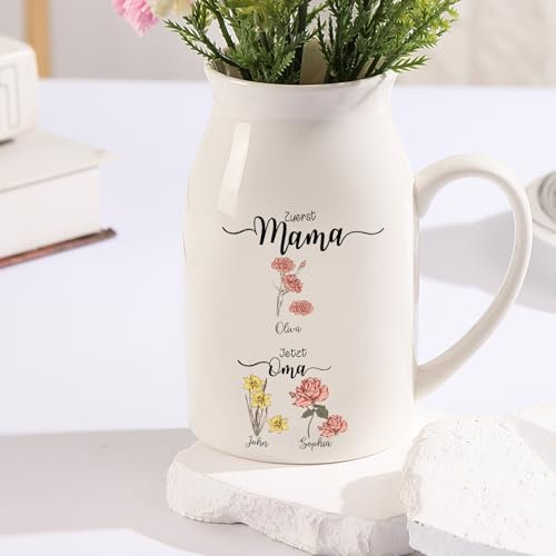 Muttertagsgeschenke für Mama Oma Personalisierte Ceramics Vase mit Namen Personalisierte Geschenke für Mama Oma (Style 1)