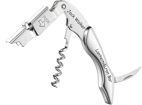 Fanery Sue Personalisierbarer Kellnermesser – 3-in-1 Edelstahl Weinöffner mit Folien-Schneider & Flaschenöffner, Korkenzieher Geschenk für Sommelier, Barkeeper und Zuhause