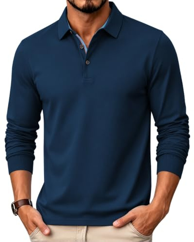 zitysport Poloshirts Herren Langarm Atmungsaktives Schnelltrocknend Langarmshirts Männer Sommer Knopfleiste T Shirts für Männer Casual Sport Shirt Basic Regular Fit Golf Polohemd