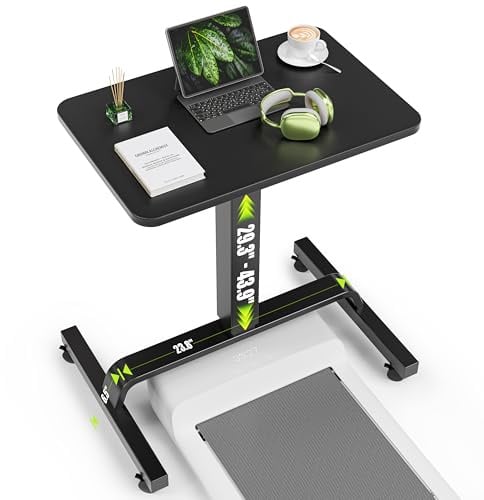 WALKINGDESK Höhenverstellbar Schreibtisch mit 4 Rollen, 60 x 40 cm | Mobiler Stehtisch, Stehpult, Laptoptisch höhenverstellbarer, Pneumatisch Beistelltisch für Sofa Bett Wohnzimme, Schwarz