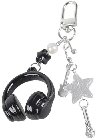 Ldabrye Tragbarer Schlüsselanhänger mit Musik-Thema, Handy-Schlüsselband, stilvolles Schmuckstück für modische Teenager und Erwachsene, Musiknoten-Schlüsselanhänger, Schwarz , Keychain