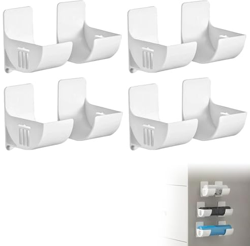 Oyiclyea Bin Bag Dispenser 4 Pairs White No Punching Trash Bag Holder,Self Adhesive Tin Foil Holder,Cabinet Door Storage Rack,Kitchen Organiser,for Home Kitchen Storage and Organization