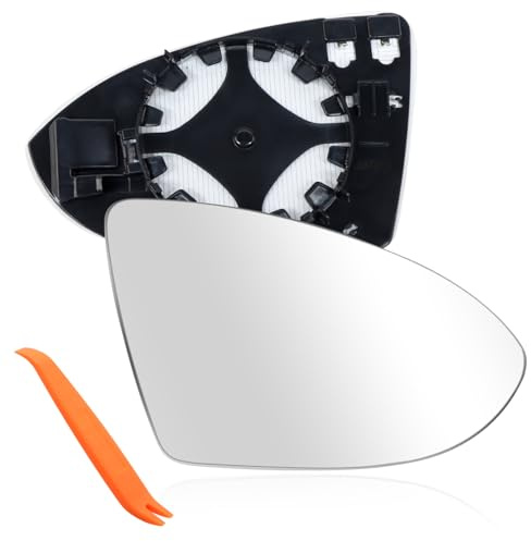 Cristal de Espejo Retrovisor Derecho para Golf 7- Cristal de Espejo Retrovisor Exterior Asférico Calefactable Derecho con Placa de Soporte