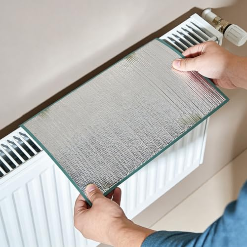 Heizkörperfolie 5MM, Reflexionsfolie Heizung, Isolierfolie Dämmfolie Selbstklebend Thermofolie, Heizkörper Reflexionsfolie - Wärmedämmung Kälteschutz Verdunklung(W 50 x H 110 cm)