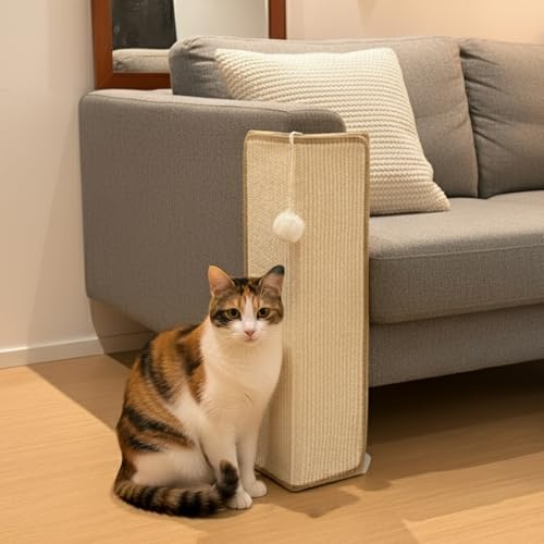PETKARAY Sisal Kratzbrett Katze, 60 cm Sofaschutz mit Ballspielzeug