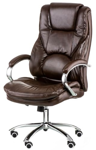Special4You Rain Bürostuhl Ergonomisch Braun – Schreibtischstuhl hochwertiges echtes Leder Atmungsaktiv, mit Lordosenstütze, Anyfix mechanismus, Höhenverstellbar, Home Office Drehstuhl bis 150 kg