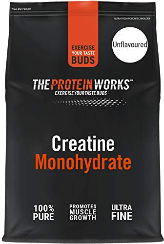 THE PROTEIN WORKS Monohidrato de Creatina en Polvo. 100% Puro y Fino. Suplemente Para el Crecimiento Magro Muscular. Vegano. Sin Sabor. 500g