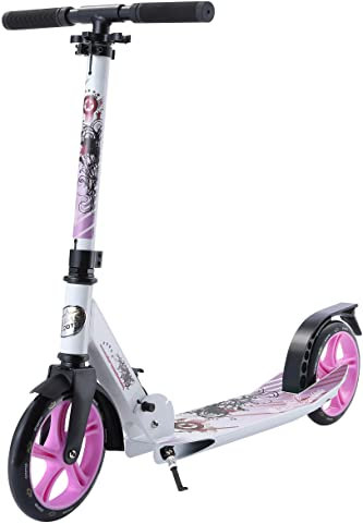 STAR SCOOTER Aluminium Kickscooter Roller Kinderroller Tretroller für Jungen und Mädchen ab 6 - 7 Jahre ★ Big 205mm Wheel Scooter Premium Cruiser für Kinder und Erwachsene ★ Weiß & Lila
