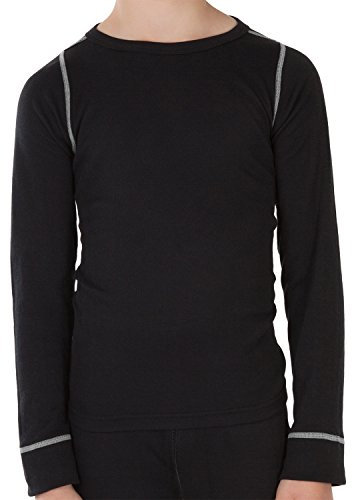 CFLEX Kinder Ski- & Thermohemd - Warme Unterwäsche Lang POLARDRY - Schwarz-Grau 158-164