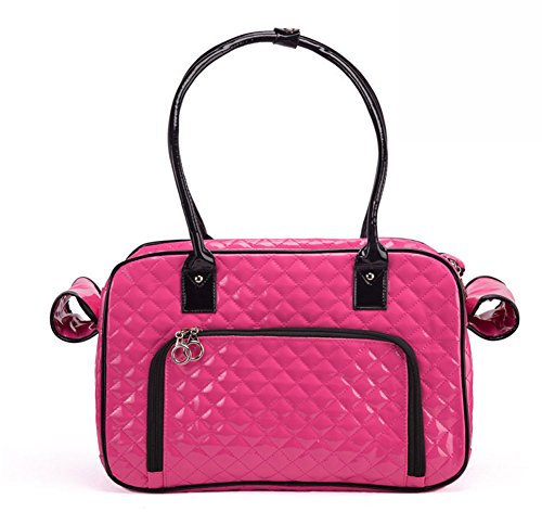 Fumeepro Haustier Hund Träger, Zwei große Rückentaschen, Hundetaschen Tote Tasche Mode PU Leder Handtasche Reisegeldbörse (Rosa)