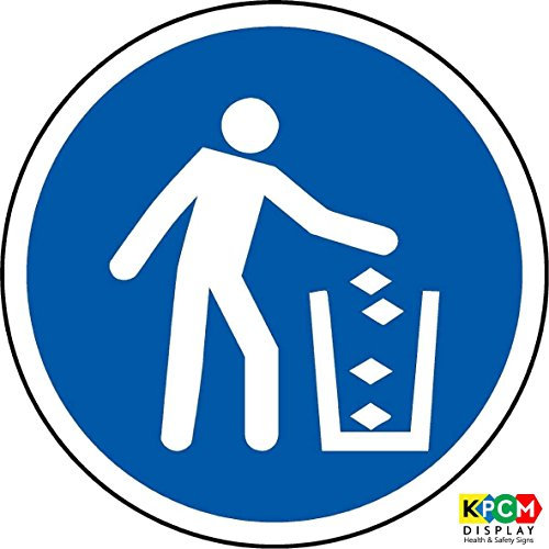 ISO Safety Label Sign - International Use Litter Bins Symbol - Self Adhesive Sticker 100mm Diameter