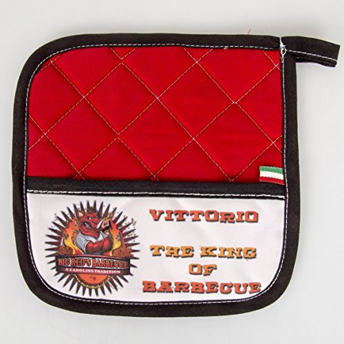 Lombardi Francesco Foto, S.A.S. Topflappen, personalisierbar, mit Foto, Schriftzug, gestepptes Logo, Rot, Schwarz rot