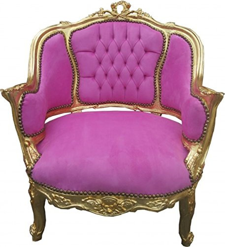 Casa Padrino Barock Salon Lounge Sessel Rosa/Gold - Cocktailsessel - Interior