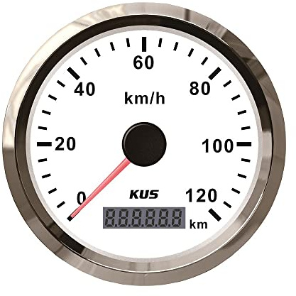 KUS Wasserdichte GPS Tacho Kilometerzähler 120KM/H Mit Hintergrundbeleuchtung Für Auto 85mm (Weiß)