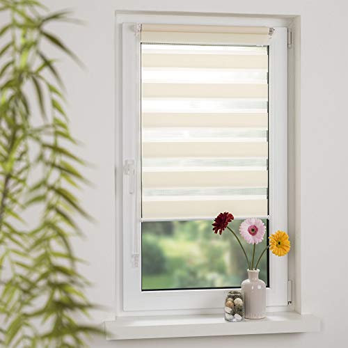OBI Klemmfix Doppelrollo Selva Duo-Rollo Seitenzugrollo Doppeloptik | Beige | 45 x 180 cm