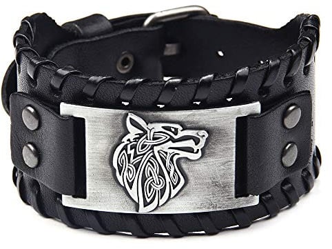 TURTLEDOVE Wikingerarmband Wolf Fenrir - Vintage nordischer skandinavischer Talisman - Gothic Armband für Keltische heidnische